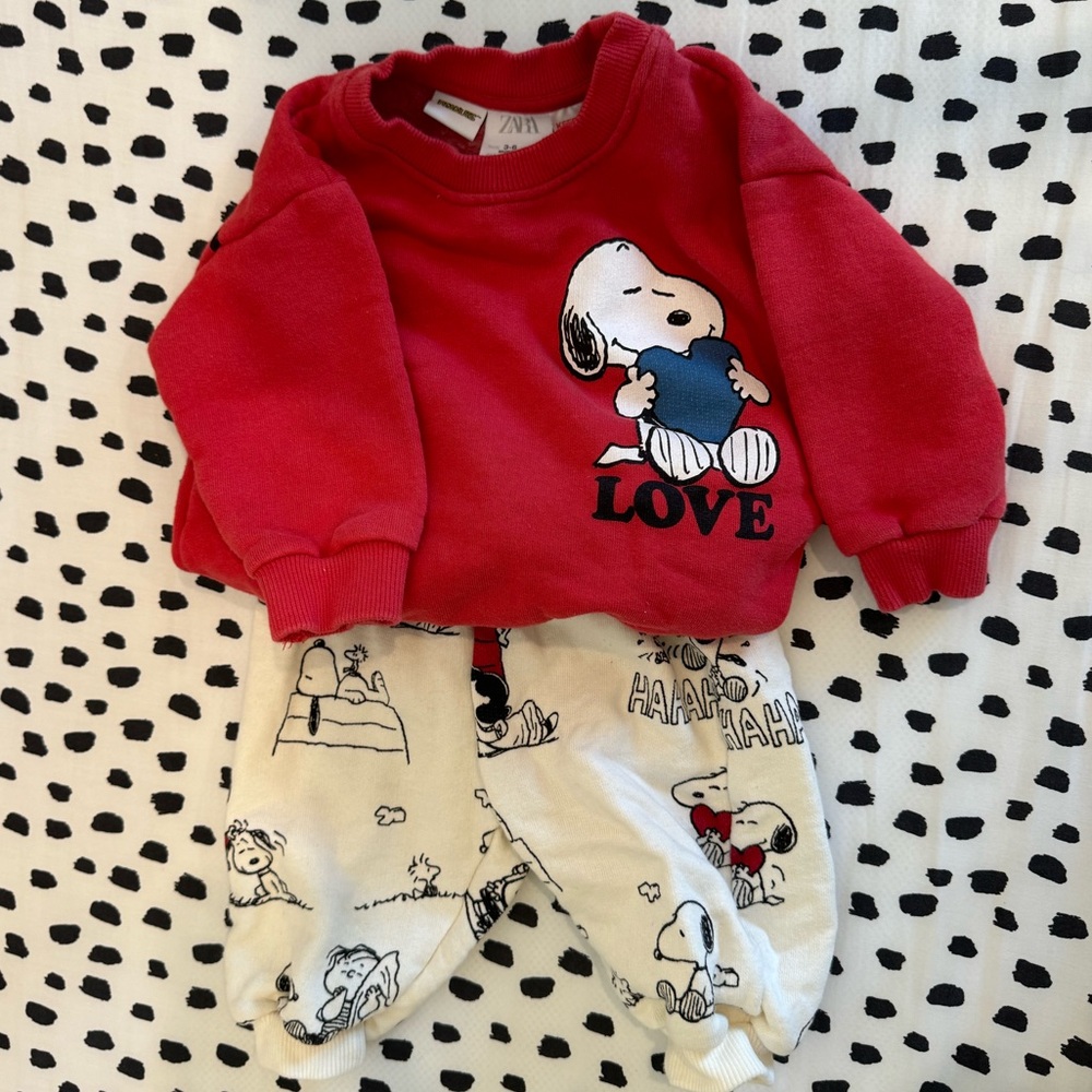 ZARA SNOOPY JOGGER SET, 3-6 months